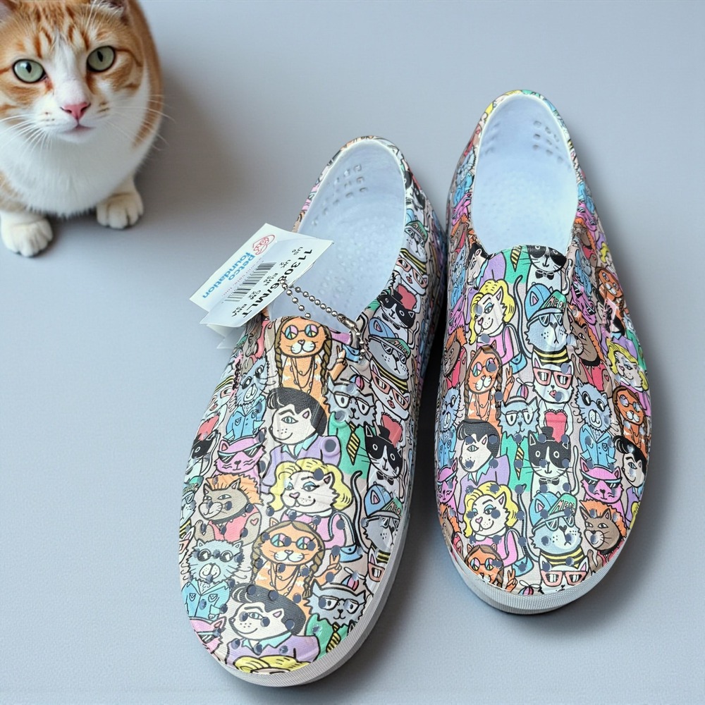 BOBS from Skechers Aquamenace Dog Cat Print EVA Foam Rubber Shoe Sz 5‎ New